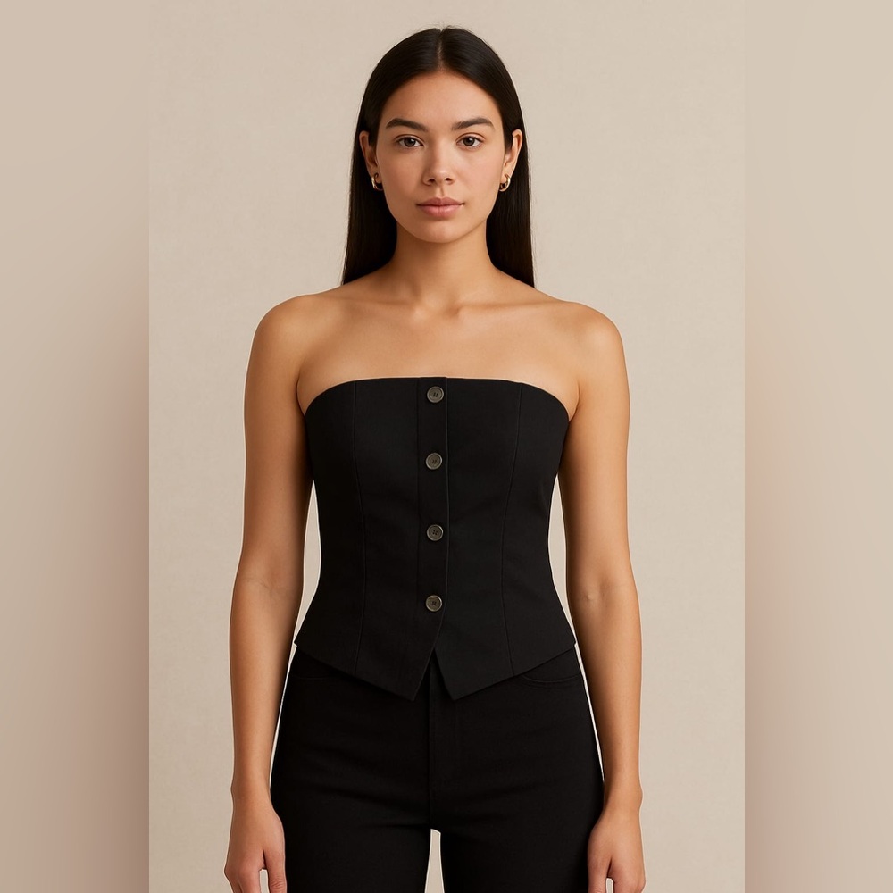 Pacifika Black Corset Button-Up Top
